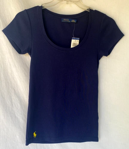 RALPH LAUREN..SCOOP NECK..NAVY BLUE..COTTON KNIT..TUNIC..TOP..NEW TAGS..XS