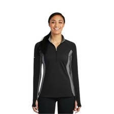 Sport-Tek Sport-Wick Stretch Contrast 1/2-Zip Pullover Shirt Black/Grey NWOT