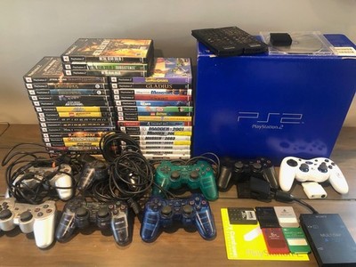 Sony PS2 Fat SCPH-39001 In Box +8 Controllers 37 Games 8 Mem Cards Bundle (Read)