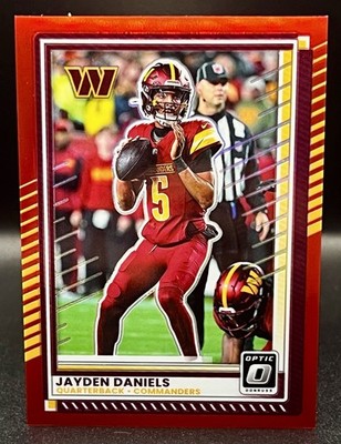2025 Panini Donruss Optic Jayden Daniels #23 Red /149 Washington Commanders