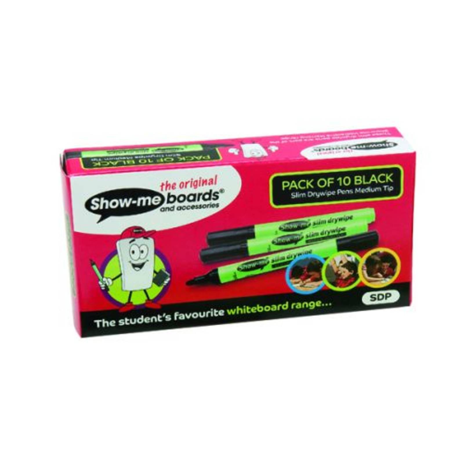 Show-me Drywipe Marker Medium Tip Black (Pack of 10) [SDP]