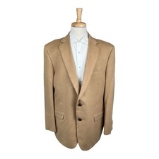 Brooks Brothers X Loro Piana Brown Camel Hair Leather Button Men  s Blazer 46L