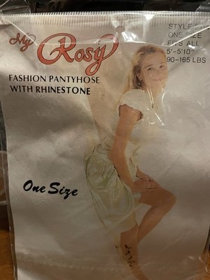 Vtg My Rosy Rhinestone Fashion Pantyhose One Size Rhinestone Accents Butterfly