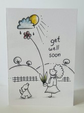 Get Well Soon Family Friendship Support Love Flower Rain Sun Greeting Card