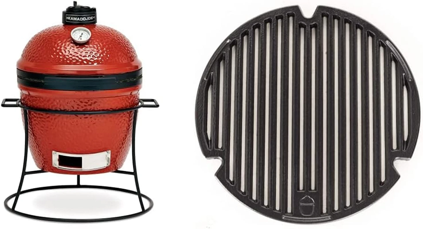 KJ13RH Joe Jr. 13.5" Portable Charcoal Grill - Blaze Red with Cast Iron Cart