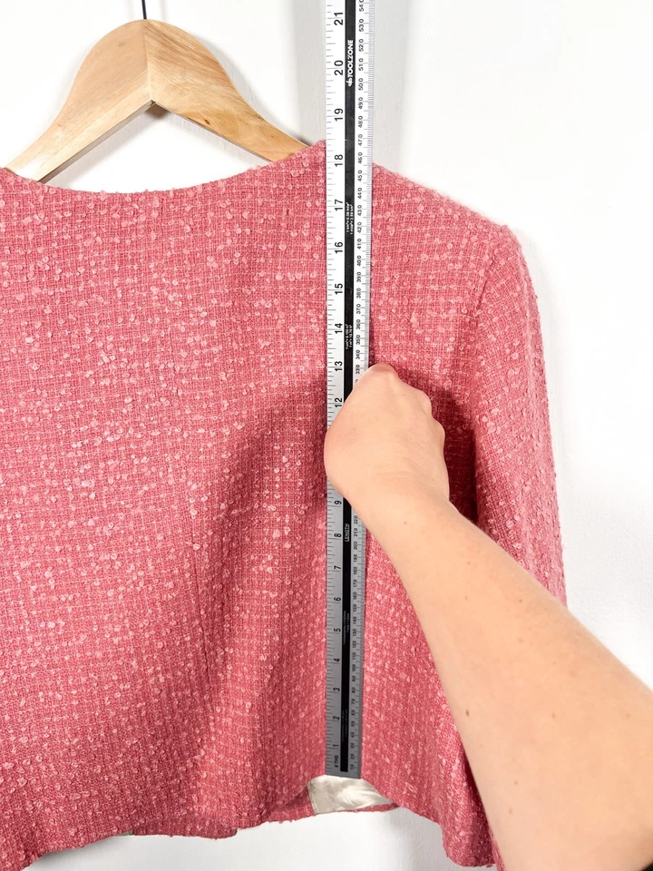 Chaqueta LK Bennett Allie Tweed 18 Blazer Boucle Texturizado Forrado Formal Sin Cuello Foto 4 de 4