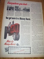 VINTAGE MASSEY HARRIS  ADVERTISING PAGE - MH  TRACTOR  W / FRONT WEIGHTS - 1952