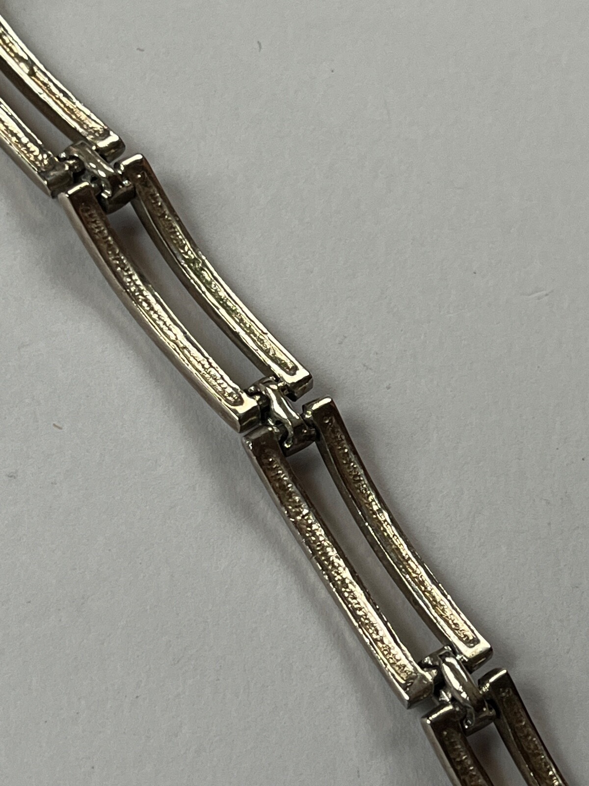 Classy Silvertone Open Rectangle w Tiny Clear Rhi… - image 9