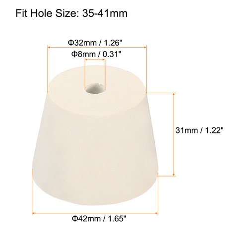 Goma Cónico Tapón 32mm a 42mm con 8mm Agujero Prueba Tubos Tapones Tapón 5uds - Imagen 2 de 5