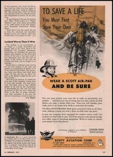 1957 Scott Aviation Lancaster New York Air-Pak And Scottoramic Masks Print Ad