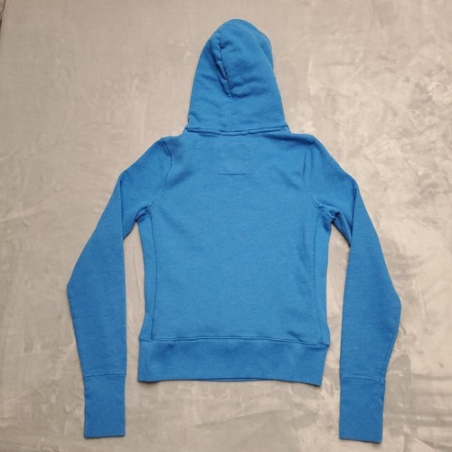 Vintage Abercrombie Fitch Hoodie Girls Large Blue Hooded Cropped Sweatshirt Y2K - Picture 6 of 8