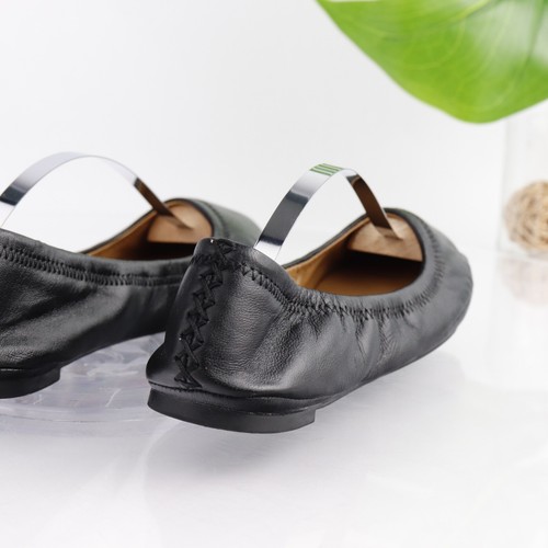 Lucky Brand Womens Erin Flat Size 9.5 Black Leather Slip On Ballet Shoe Comfy - Picture 5 of 13