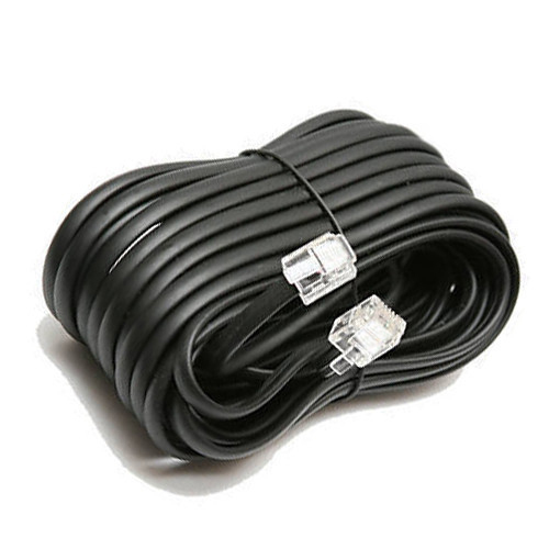 18' ft Telephone Extension Cord Black Phone Cable Wire Line W/ Connectors