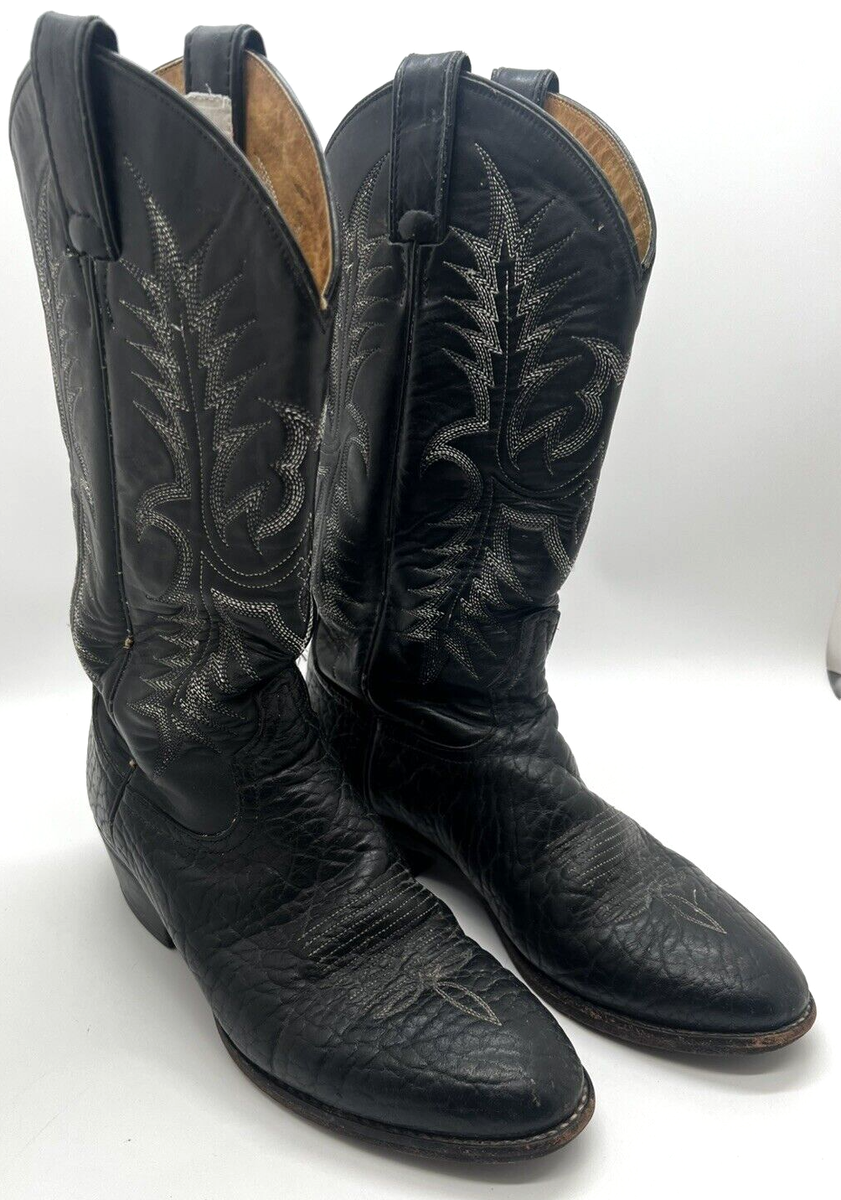 Tony Lama VM2953 Vintage Bullhide Leather Black Western Cowboy