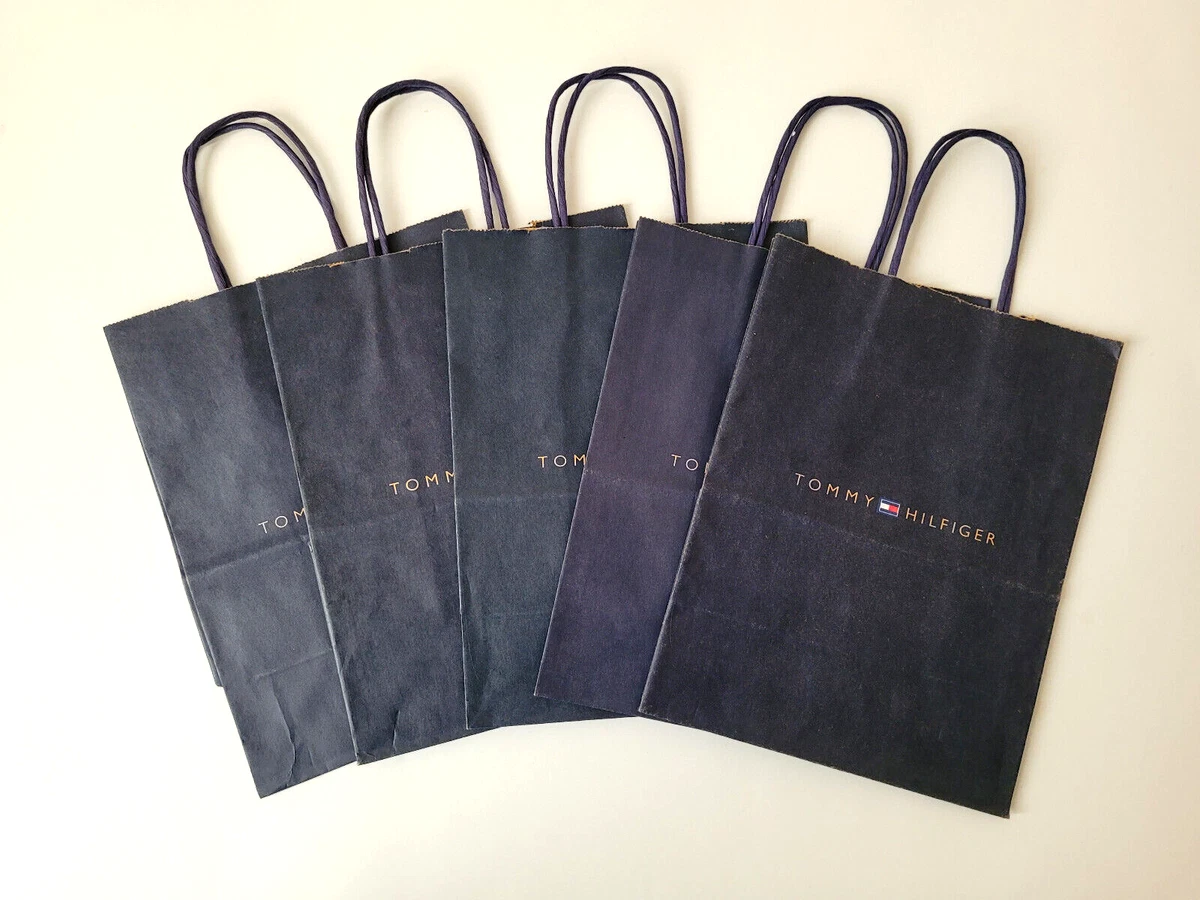 Lot of 5 Tommy Hilfiger Navy Blue Paper Shopping Bags Small