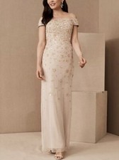BHLDN x Adrianna Papell Rose Off The Shoulder Maxi Dress Size 6