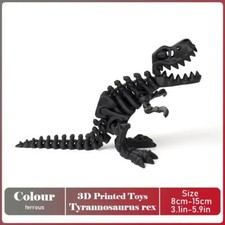 3D Printed Dinosaur Black T-Rex Realistic Model Jointed Rotatable Fun UK