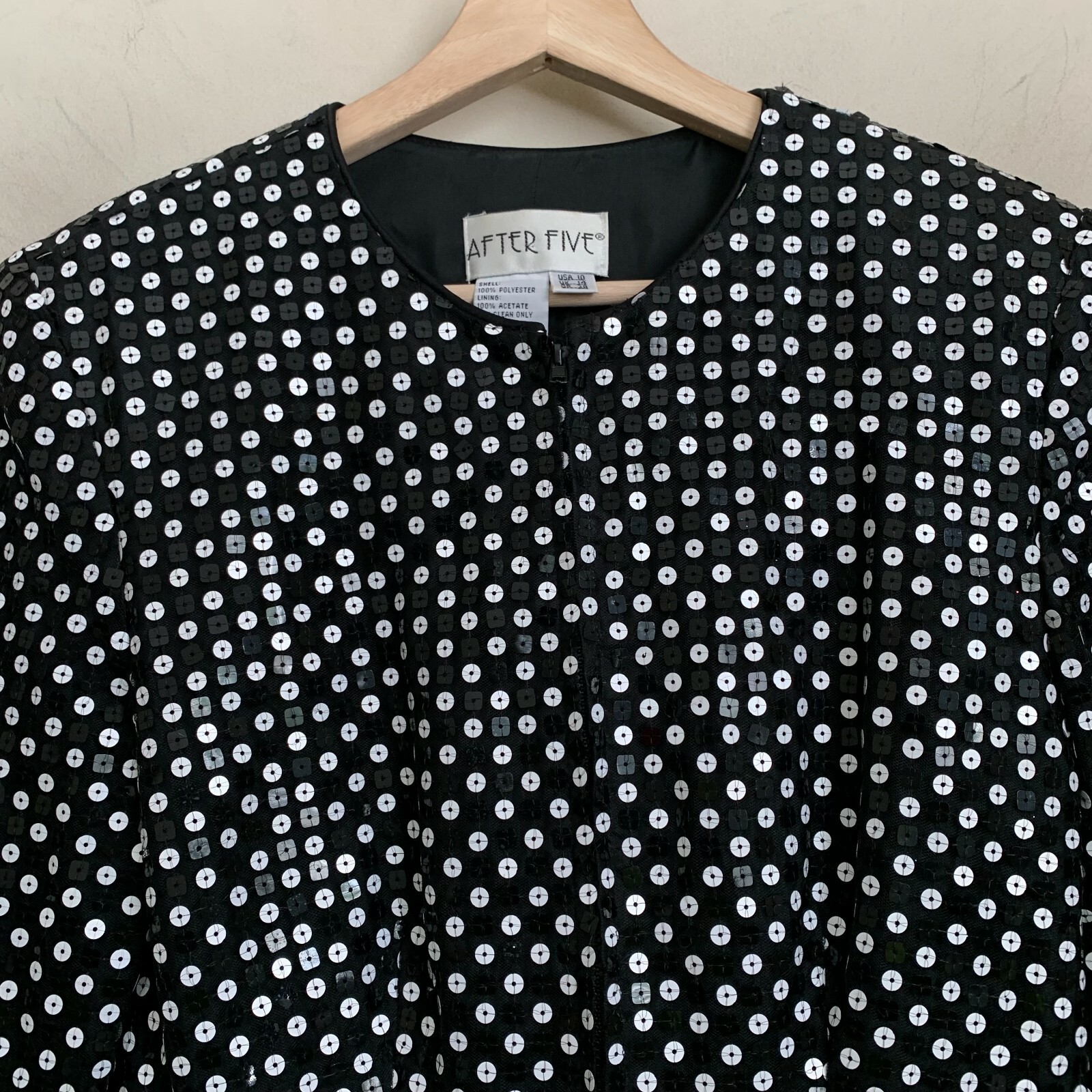 After Five Black Jacket White Sequin Collarless Z… - image 4