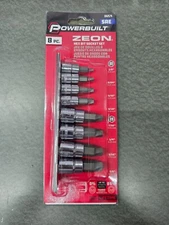 Powerbuilt 8 Piece Zeon SAE Hex Bit Socket Set for Damaged Bolts