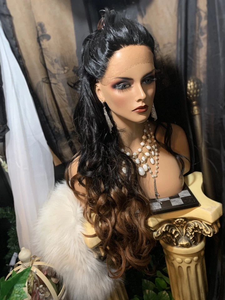 ¡HERMOSO! Peluca 32" Mezcla Cabello Humano, Negra A Roja ENCAJE FRONTAL Foto 4 de 4