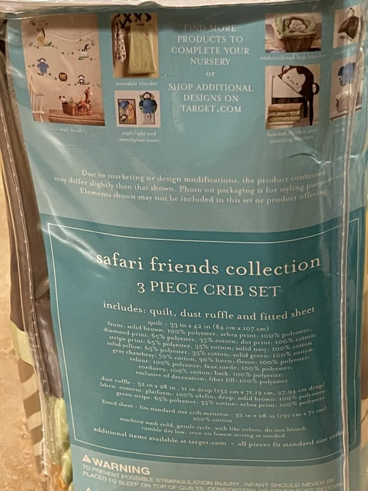 NUEVO Tiddliwinks Safari Friends 3 piezas Cuna Bebé Guardería Ropa de Cama Edredón Sábana Volantes Foto 3 de 4