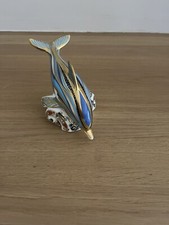 Royal Crown Derby Paperweight - STRIPED DOLPHIN - Gold Stopper - Boxed