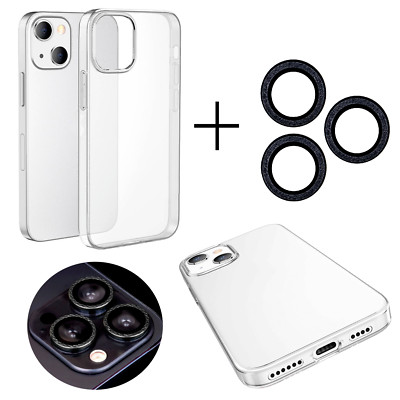FÜR APPLE IPHONE 13 PRO MAX - Kameraschutzglas + Ultra Slim Hülle Camera Glitter
