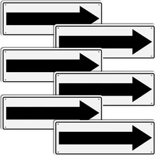 6 Pack Aluminum Reflective Arrow Sign Road Metal Right Arrow Sign for Direction