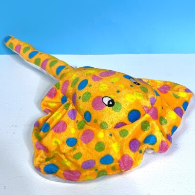RARE Fun & Fun Toys whimsical Orange Polka Dot Ray 17'' Plush Stuffed Stingray