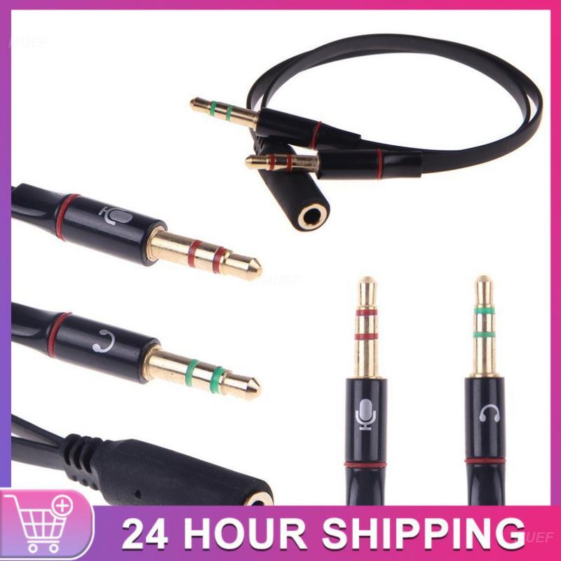 Male To 1 Female Adapter Cable Splitter AUX Cable 3.5mm Stereo Audio Plug Microp