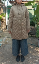 Mackintosh Philosophy Beige Quilted 2 Pocket Coat Hood Sz 38
