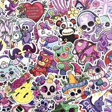 100 Pcs Purple Gothic Creepy Cute Sticker for Phone Laptop Planner Journal T02L