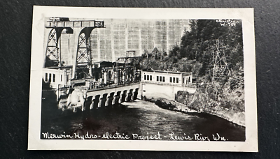#ad VINTAGE WA LEWIS RIVER MERWIN HYDRO ELECTRIC PROJECT DAM RPPC POSTCARD USP27 $18.00