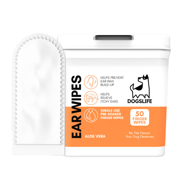 DOGSLIFE Ear Cleaning Finger Wipes for Pets 50 pcs. Helps Relieve Itchy Ears