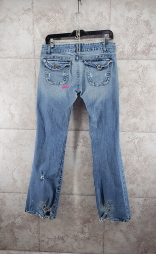 Aeropostale Distressed Hip Hugger Jeans Low Rise Flare Stretch Size 7-8 R VTG - Picture 2 of 11
