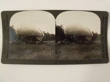 WW1 "ATTACHING OBSERVATION BALLOON TO WINCH FOR TOWING KEYSTONE STEREOVIEW 18736