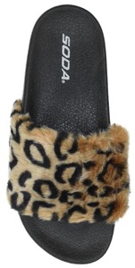 Soda Women Soft Fur Fuzzy Sandals Slide Slippers Flip Flop Cheetah Leopard YOGA | eBay