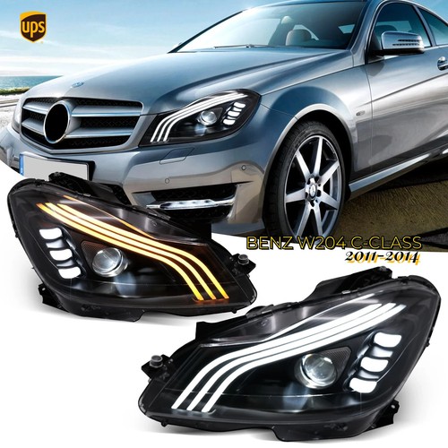 LED Headlights For Benz W204 C Class 2011-2014 Sequential Turn Signal Assembly - Foto 4 di 19