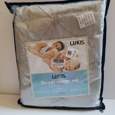 LHKIS Duvet Cover - Queen Size - Grey - Open Box