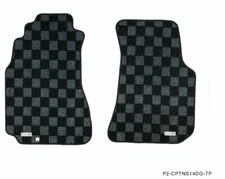 P2M Checkered Flag Race Carpet Floor Mats Silvia 240sx S14 LHD Dark Grey New