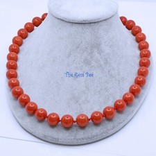 GIA 103 Gram Undyed Mediterranean Sardinia Red Coral Round Bead 21 inch Necklace