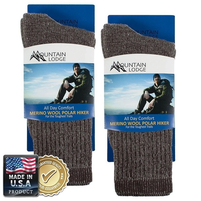 2pk Men's or Women's Mountain Lodge 80 Merino Wool Socks Thermal Hiking ...