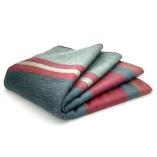 SOFT & WARM STRIPED ALPACA LLAMA WOOL BLANKET CARBON RED 98"x67" QUEEN