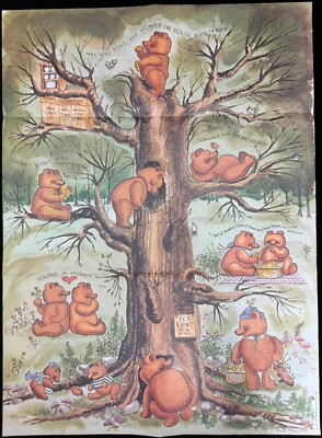 o'o'o . Poster .. Honey Bears .. May You Find the Honey in Your Bee Tree . 19x27