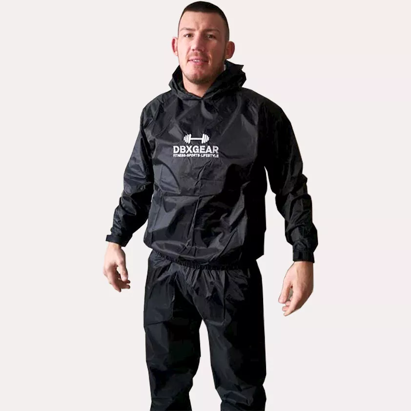 Mens Sauna Sweat Suit Weight Loss Workout Fat Burner Boxing Heat Tracksuit