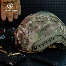TOPTACPRO Tactical Helmet Cover for FAST Original Camo Headwear Military Hunting