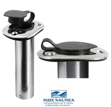 Portacanna Inox 316 da Incasso Dritto 90° con Flangia Ovale Pesca Barca