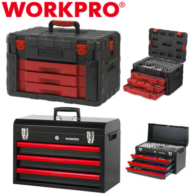 #ad WORKPRO 408 Pieces 450 Pieces Heavy Duty Mechanics Tool Set Chrome Metal w Box $199.99
