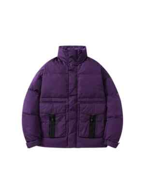 Bomberjacke Synthetik Mode Herren Lila Kurz Taschen Bomberjacke mit Kapuze