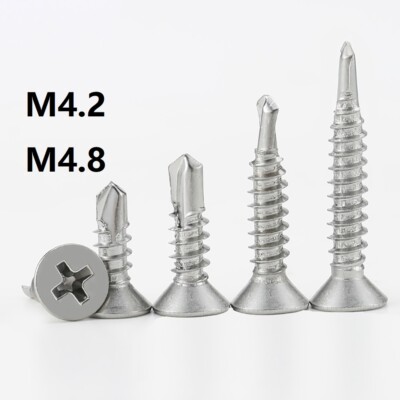 COUNTERSUNK SELF DRILLING SCREWS 410 A2 STAINLESS STEEL FLAT SCREWS M4.2 M4.8